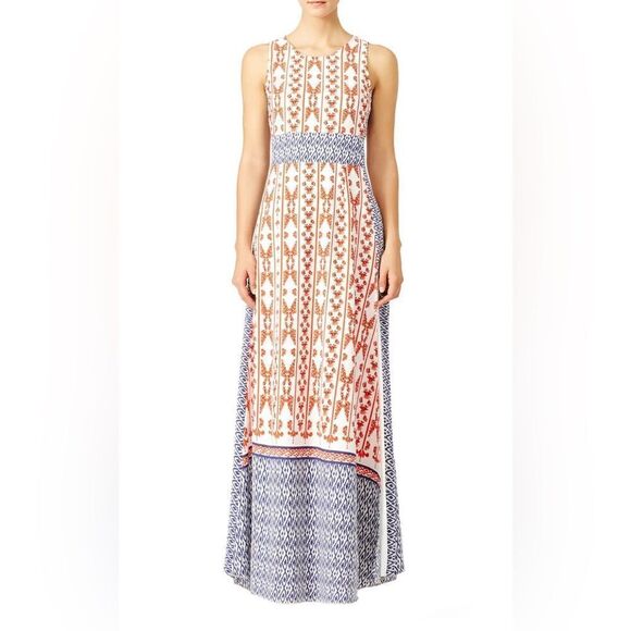 Tularosa Sleeveless Midi Dress Red White Blue Floral Geometric Boho Style Size M - Picture 1 of 7